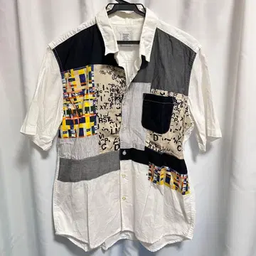 graniph 반팔 셔츠 개성 절개 바이컬러