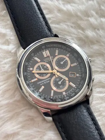 CITIZEN 크로노그래프 손목시계 블랙