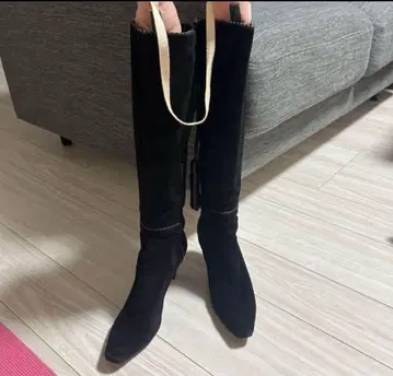 나인 웨스트 롱 부츠 블랙 스웨이드 블랙