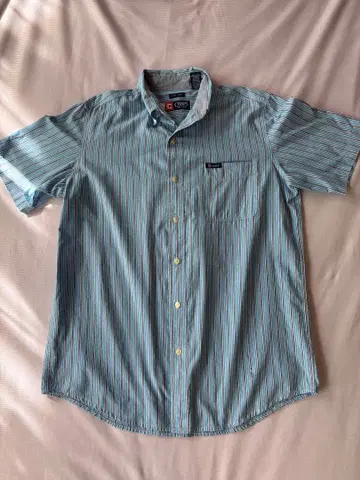 CHAPS 1987년 블루 계열 스트라이프 반팔 셔츠