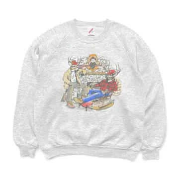 구제 의류 90S USA제 빈티지 [ 헌터와 루돌프 ] 맨투맨 풍자화