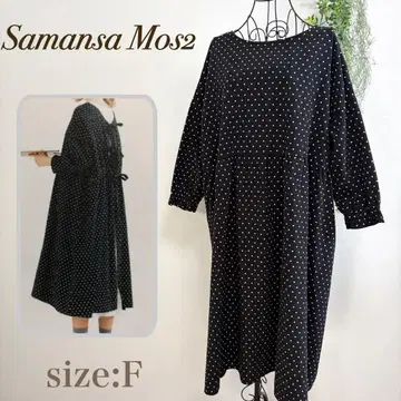Samansa Mos2 사만사 모스모스 앞뒤 리본 도트 원피스 블랙 F