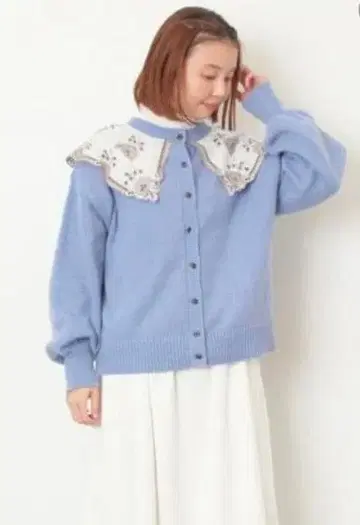 Samansa Mos2 레이스 부착 전후 2WAY 니트 프리 사이즈 블루