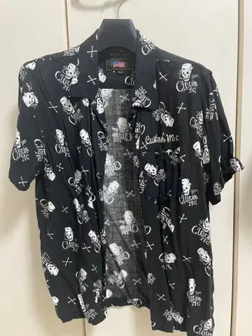 vanson 스컬 패턴 반팔 셔츠 L