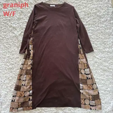 graniph 원피스 W/F 브라운 고양이 패턴