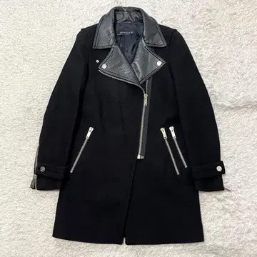 새상품급 ZARA 라이더풍 코트 XS 가죽 절개 롱 기장