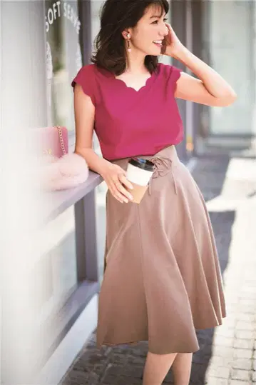 JUSGLITTY 벨트 부착 2WAY 플레어 칼라 스커트