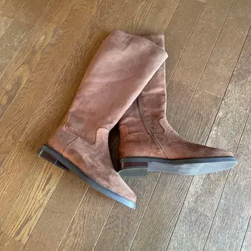 브라운 스웨이드 롱 부츠