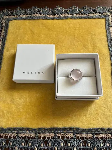 MARIHA 핑크 스톤 실버 반지 (박스 있음)