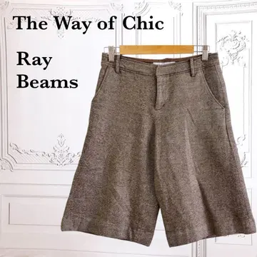 고급 [레이빔즈] 하프 팬츠 [F] 브라운 트위드 캐시미어 실크 혼방