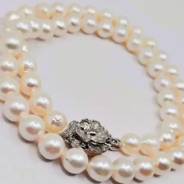 진주 7mm 40cm 목걸이 플라워 클래스프