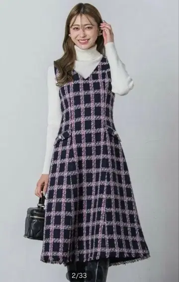 QUEENS COURT 체크 트위드 점프수트 원피스