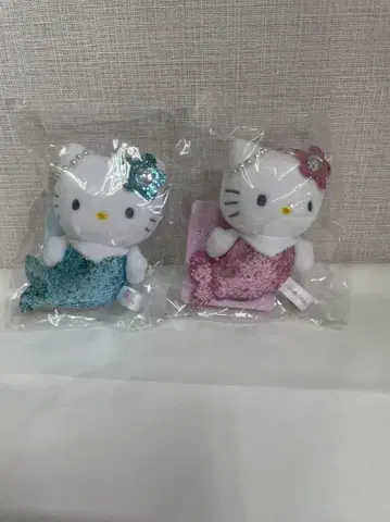 헬로키티 글리터 마스코트 머메이드 블루 / 머메이드 핑크 2개 세트