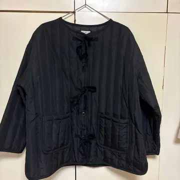 Samansa Mos2 블랙 퀼팅 자켓 F