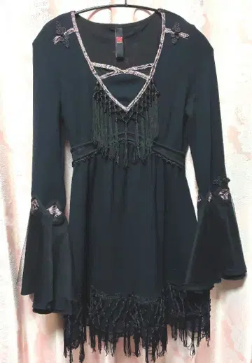 Ozz Oneste 오즈 오네스트 프린지 원피스 튜닉 블랙