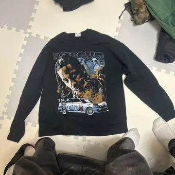 그래픽 프린트 블랙 XL 티셔츠