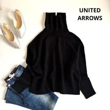 유나이티드 애로우즈 캐시미어 하이넥 니트 스웨터 여성용 블랙