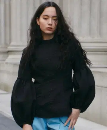 LE CIEL BLEU 제브라 자카드 퍼프 슬리브 블라우스 38 새상품급