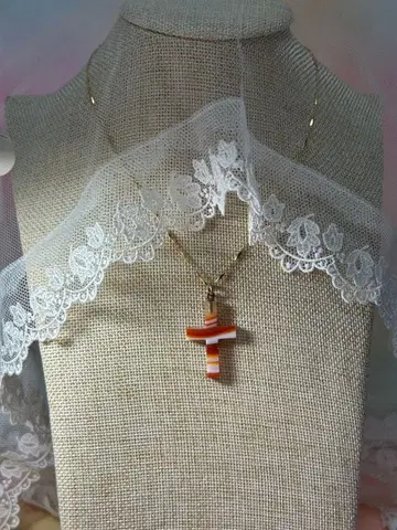 마노 카넬리안 십자가 크로스 펜던트 탑 프랑스 앤티크