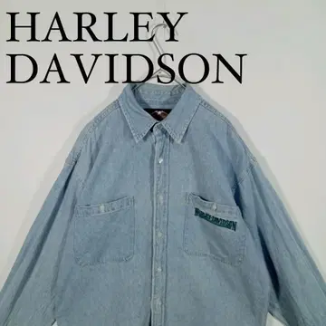 HARLEY DAVIDSON 긴팔 데님 셔츠 라이트 블루 M
