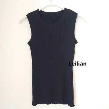 새상품급 레리안 리브 슬리브리스 니트 신축성 네이비 라메 M