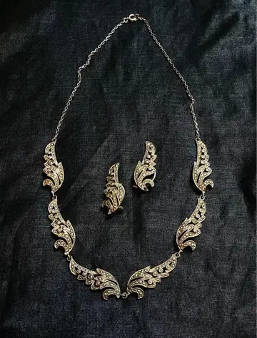 마카사이트 & 스털링 실버 목걸이 & 귀찌 앤티크