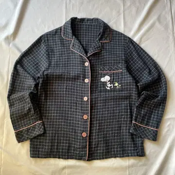 00s 체크 파자마 셔츠 네이비 그런지 Y2K 헤이세이 인기 구제 의류
