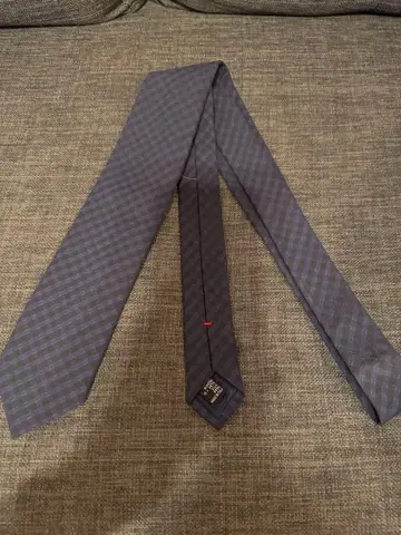 United Arrows 별주 체크 무늬 넥타이 다크 블루