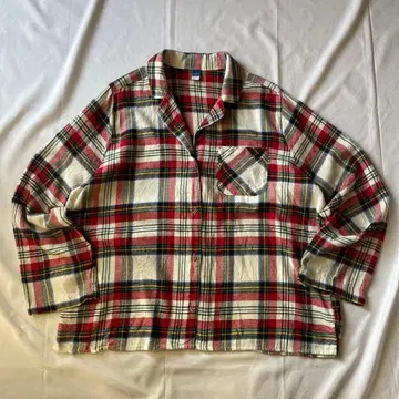 00s 올드 네이비 체크 파자마 셔츠 그런지 Y2K 빨간색 화이트