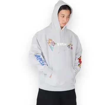 새상품 SAPEur 빅쿠리맨 헤드 로코코 후디 L 사이즈 그레이