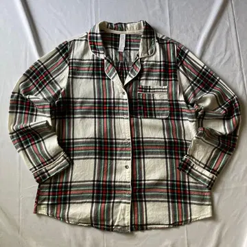 00s 체크 파자마 셔츠 화이트 그런지 Y2K 헤이세이 인기 구제 의류