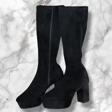 에스페란자 롱 레그 슬림 레그 통굽 힐 롱 부츠 스웨이드 M 사이즈