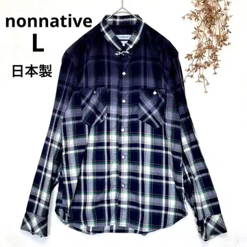 논네이티브 체크 무늬 트래커 자켓 긴팔 웨스턴 셔츠 L