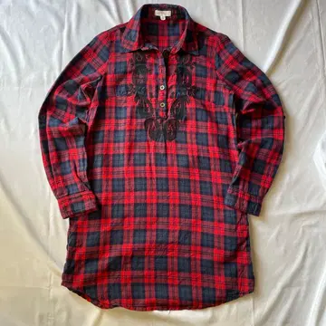 00s 페이즐리 체크 플란넬 셔츠 하프 버튼 그런지 Y2K 구제 의류