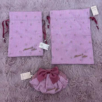 메종 드 플뢰르 딸기 파우치 깅엄 체크 스트로베리