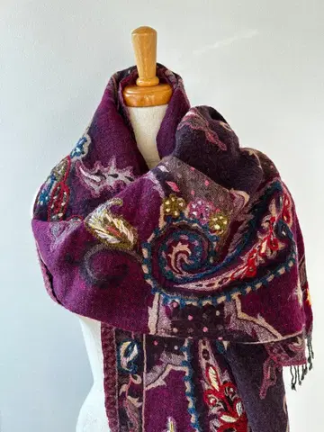 goa 인도산 울 자수 스톨