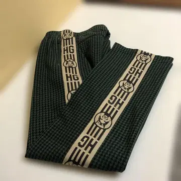 히스테릭 HG 로고 그린 하운드투스 체크 패턴 트랙 팬츠