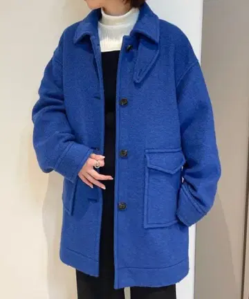 레이빔즈 멜란지 하프 코트 프리 사이즈 블루