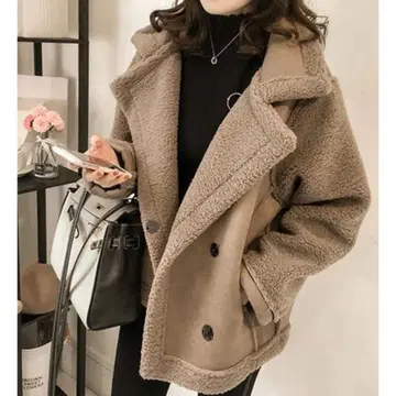 에코 무스탕 보아 자켓 보아 코트 오버 사이즈 라이더