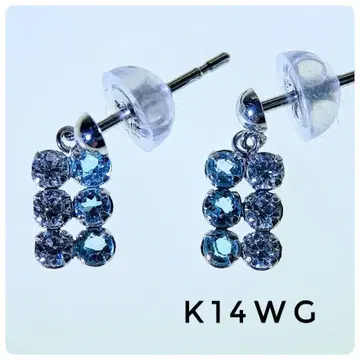 K14WG 블루 계열 스톤 귀걸이 흔들리는 디자인 색석 고급 작음