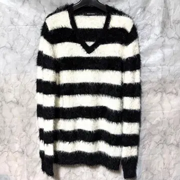 WILD PARTY 보더 니트 긴팔 V넥 그런지 락