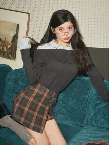 Darich 셔츠 도킹 오프숄더 니트탑