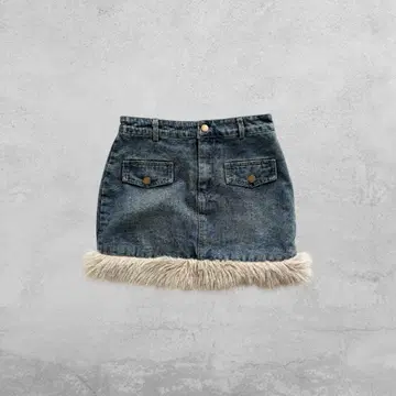 00's 헤이세이 갸루 y2k 퍼 미니 데님 스커트 페어리 그런지