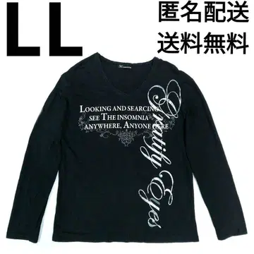 y2k 그런지 페어리 시크 스타일 영문 헤이세이 v넥 갸루 롱T 블랙