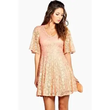 영국 수입 전체 레이스 원피스 라메 레이스 드레스 블러쉬 핑크