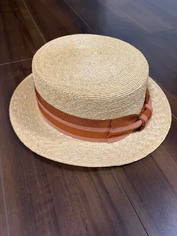 override 밀짚모자 캉캉 모자 브라운 리본