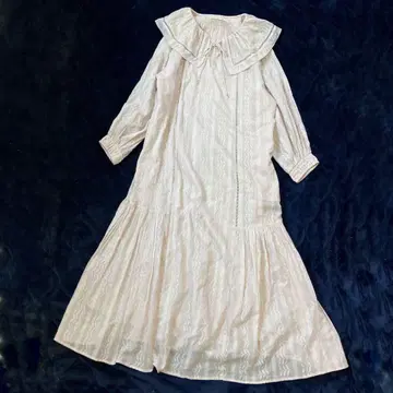 누키테파 코튼 자카드 자수 원피스 핑크 보라색