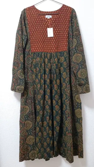 새상품 Chandni 차드니 인도 아쥬락 면 100% 원피스