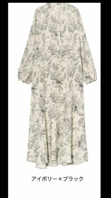 아이보리 x 블랙 플로럴 원피스 L 사이즈