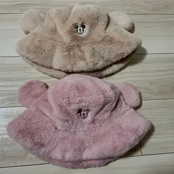 디즈니 베어 플리스 모자 2색 세트